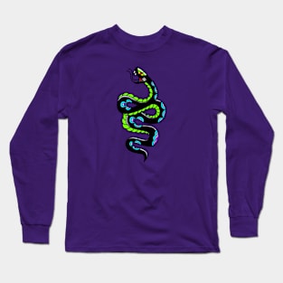 Colourful, Bold, Modern Design of a Traditional Snake Tattoo Long Sleeve T-Shirt